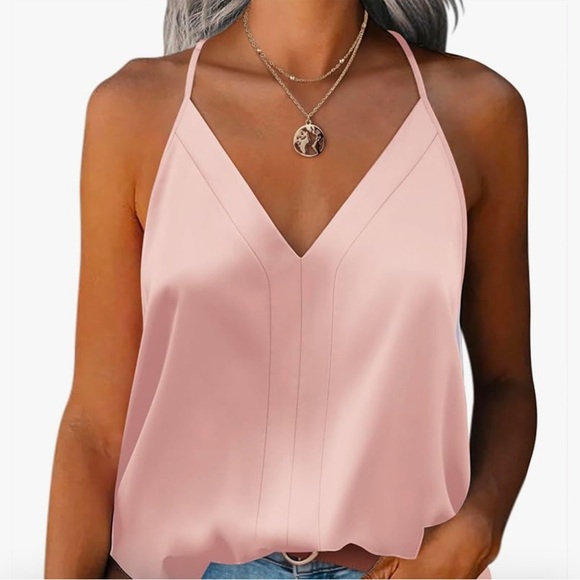 Womens Silk Satin Tank Tops V Neck Sleeveless Camisole Cami - Picture 1 of 3